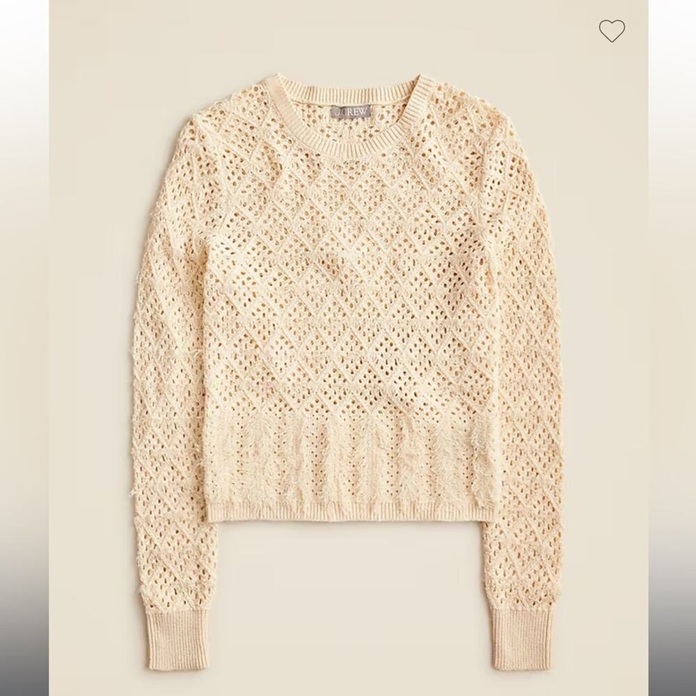 J.Crew Pointelle crewneck sweater with fringe